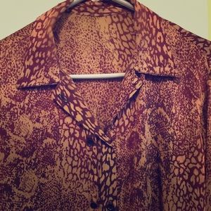 Wine and Gold Vintage Satin Patterned Shirt